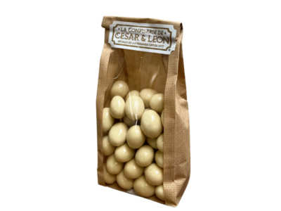  SACHET KRAFT - AMANDES CHOCOLAT BLANC 250GR